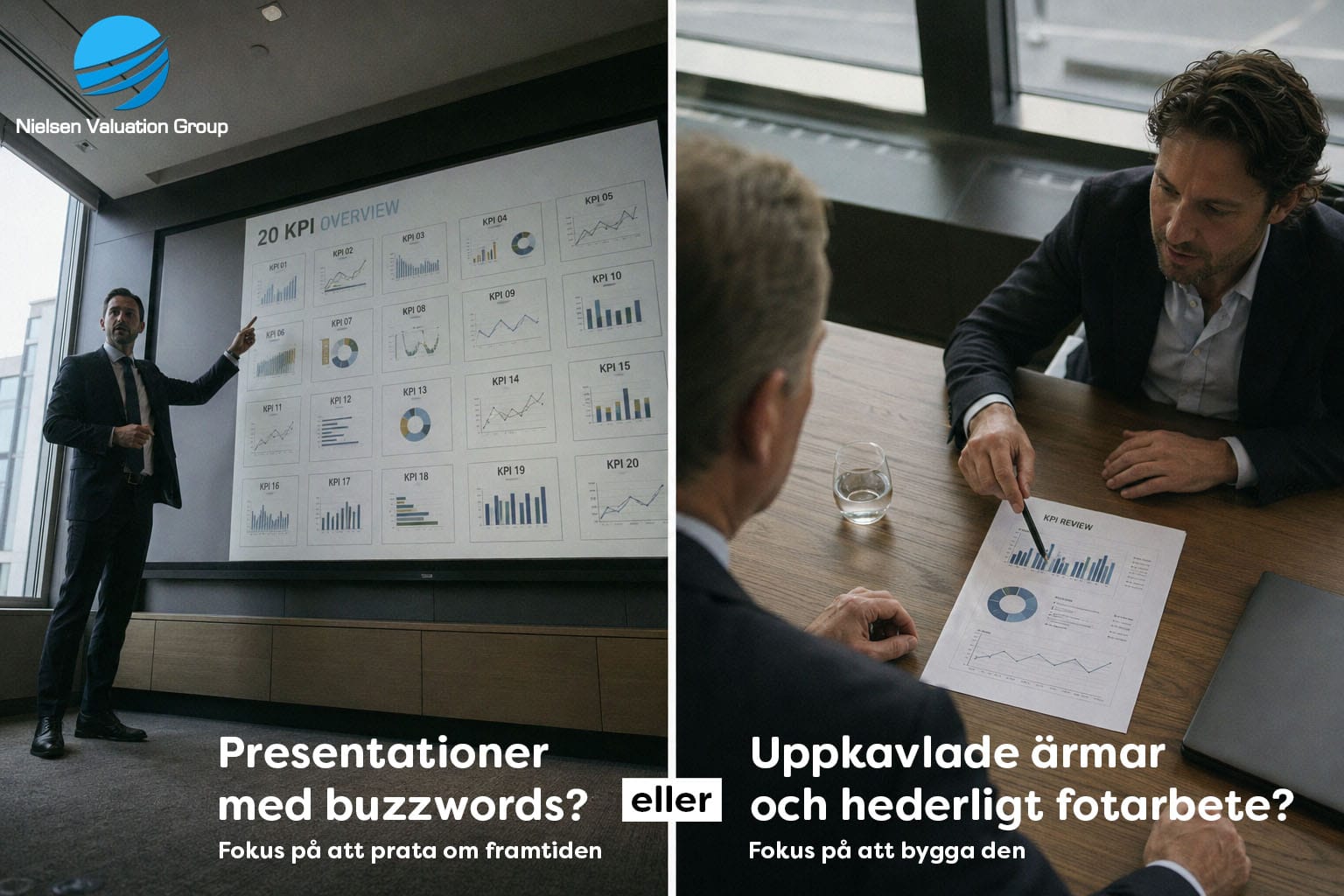 CFO som visar 20 KPI:er vs en som håller sig till 3 viktiga KPI:er
